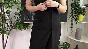 curvy mature teacher in lingerie glasses heels nylon teases bdsm fetish play