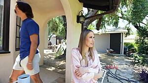 Ophelia Kaan's tight cougar ass takes Axel Haze's cum-filled anal pounding over coffee