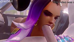 Latina slut sombra from overwatch gets fucked hard in rondoudou hmv music game parody