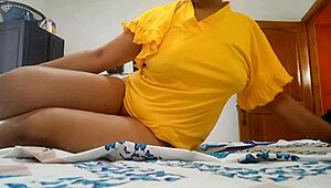 sexy housewife slips fingers deep into dripping wet pussy