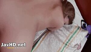 her trimmed asian cunt stares back while she sucks his throbbing jizz gun craving that creampie finish