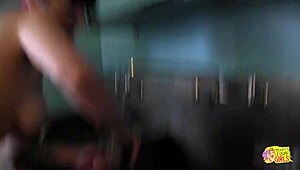 two brunette goth chicks with tattoos piercings finger lick and toy each others wet pussies all over the house kinkily