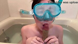 Minami Sally's Massive Natural Tits Underwater Snorkel Contest Challenge