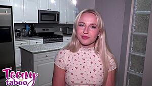 Sage rabbit's tight teen pussy gets stuffed with fat jizz load