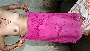 sexy indian bhabhi pisses in bathroom with pierced nipples teasing