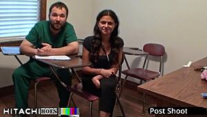 Freshman Yesenia Sparkles Endures Mandatory Hitachi Orgasms from Tampa Doctor