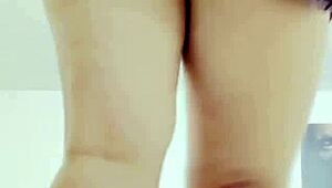blonde big boobs bounce in tight miniskirt tease