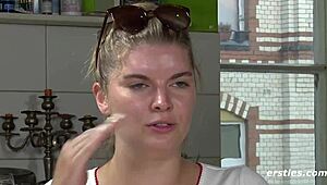 Düsseldorf Apprentice Fingers Shaved Pussy on Camera