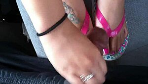 jessica's steamy footjob handjob ends in flip flops cumshot 🔥💦👣