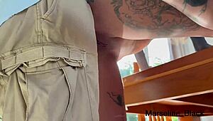 Fucked deep throat on desk then juicy facial part 1