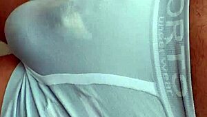 My cock throbs hard in these tight shorts outdoors