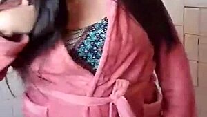 bath time striptease has amateur ripping clothes off small tits