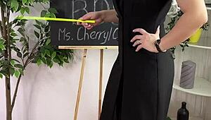 curvy mature teacher in lingerie glasses heels nylon teases bdsm fetish play