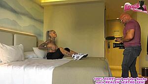 German blonde tattoo milf picked up screaming on beach