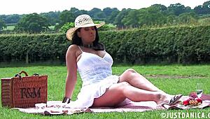 Donna Ambrose Fingers Pussy And Wanks Tits At Picnic