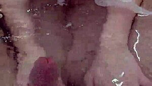 whoa bath handjob explodes into hot underwater cumshot!!