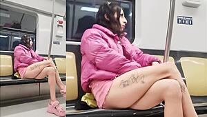 Crossdressing tranny exhibits short skirt panties in public guarrita 😈👗💋 flashing everything!