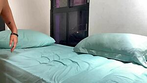 you see this sexy gamer brunette with big ass gettin fucked doggystyle in bedroom?