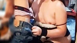 Sexy curvy neighbor catches me dressing as prostitute licks my ass I suck his cock passionately