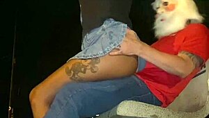 brazilian hottie bends over as santa pounds her public anal in lingerie