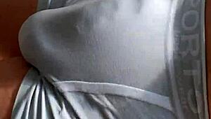 My cock throbs hard in these tight shorts outdoors