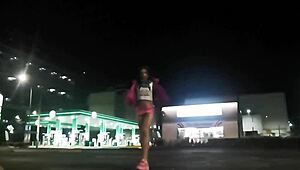 Crossdressing tranny exhibits short skirt panties in public guarrita 😈👗💋 flashing everything!