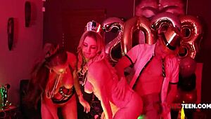 Whoa! Simp American Milf Freeuse New Year's Threesome Party!