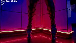 curvy redhead slut in lingerie rips clothes for oiled teasing and huge tits reveal