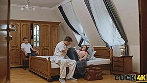 wife cheats with doctor while cuckold husband watches in hospital