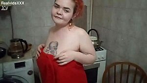 Chubby Tattooed Wife Gulps Milk Sucks Huge Saggy Tits Cock Swallows Facial Cum Closeup