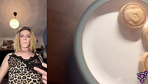 big dick trans jessica bloom edges cum on cookie then devours it hungrily