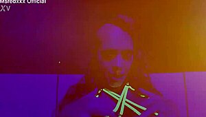 curvy redhead slut in lingerie rips clothes for oiled teasing and huge tits reveal