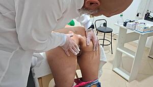 Real Doctor Performs Close-Up Anal Rectal Exam Finger Insertion