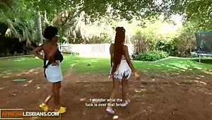 african best friends get intimate on bed scissoring passionately to intense orgasms