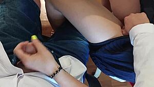 classroom handjob fingering her pussy leads to massive cumshot explosion 18yo