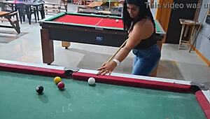 she lost pool game but won big cock creampie pounding in her wet pussy quickie