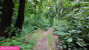 jeny smit teases anal dildo in woods