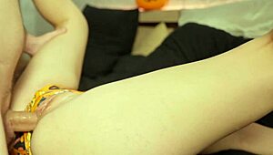 little bro rubs step sister's panties kinky before huge creampie on halloween
