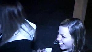 Petite Brunette Coed Teases Before Hard Pussy Pounding at University Party