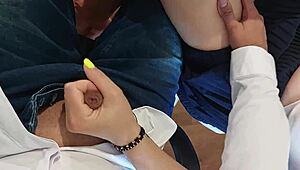 classroom handjob fingering her pussy leads to massive cumshot explosion 18yo