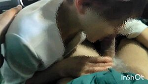 A sexy asian wife gives outdoor car blowjob to friend while husband films their rough bedroom sex later