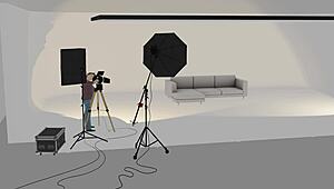 Chinese top model in red lingerie fucks photographer on sofa to pay for photos.