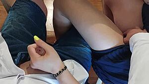 classroom handjob fingering her pussy leads to massive cumshot explosion 18yo