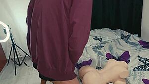 StepMom Catches Stepson Jerking Fuck Doll and Grabs His Throbbing Penis!