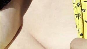 Wifey flashes perfect tits driving!