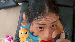 heart pounding as pretty tanned breiny zoe's tight ass gets pounded with rimjob spit throatfuck and domination