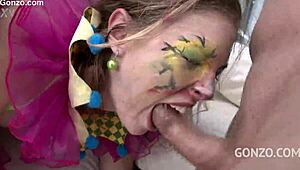 ella nova sucks monster bbc deepthroat in clown costumes gangbang facial cumshot 🤡🍆💦