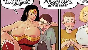 Powergirl, Wonder Woman, and Deilhs Crash Unleash Massive Tits and Cocks