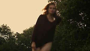 Czech Teen Glamor Poses with Big Natural Tits Outdoors