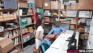 Officer rips clothes fucks burglar teen doggystyle in shop after blackmail threats.